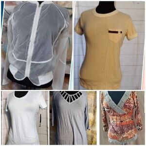 Lot of 5 tops size small. JTB 3/4 sleeve with empire twist size sm, PINK XS ligh